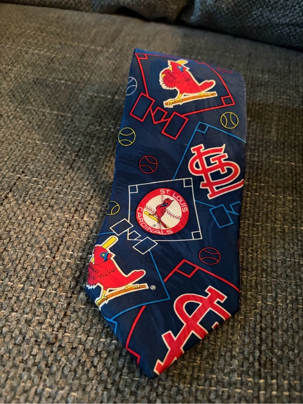 Ralph Marlin Navy Red St Louis Cardinals Baseball Tie